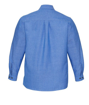 Mens Wrinkle Free, Chambray Long Shirt Shirt - Uniforms and Workwear NZ - Ticketwearconz