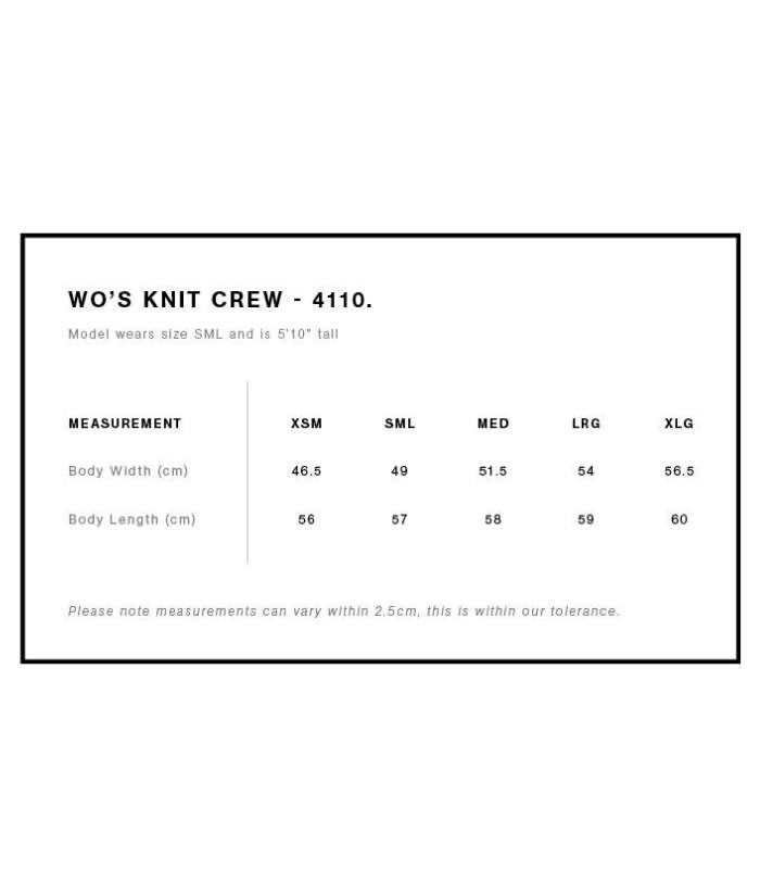 Womens Knit Crew - Uniforms and Workwear NZ - Ticketwearconz