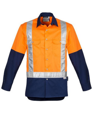 Mens Hi Vis Spliced Industrial Shirt - Shoulder Taped-zw124