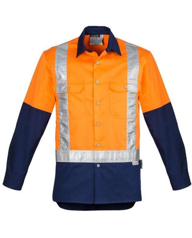 Mens Hi Vis Spliced Industrial Shirt - Shoulder Taped-zw124