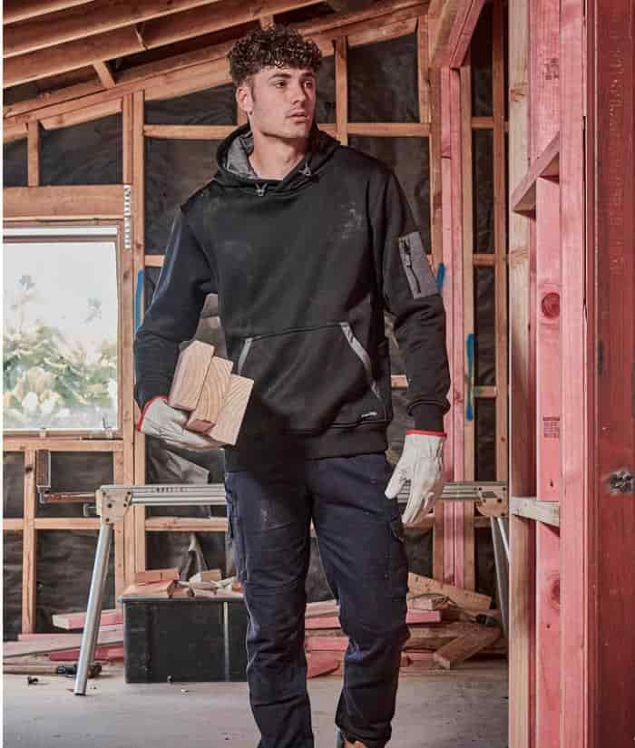 ZT667-syzmik-unisex-water-resistant-hoodie-black-rugged-cooling-pant-navy