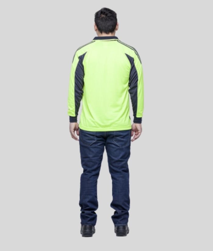 Hi Vis Long Sleeve PRP Polo Shirt - Uniforms and Workwear NZ - Ticketwearconz