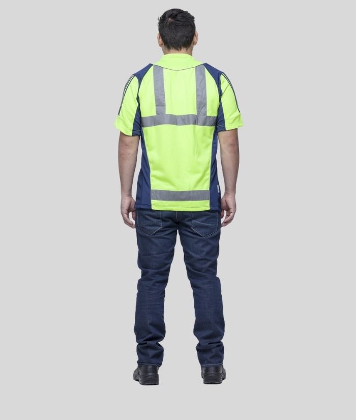 Hi Vis, Day/Night Half Front Rugger Polo Shirt - Uniforms and Workwear NZ - Ticketwearconz