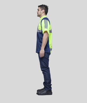 Hi Vis, Day/Night Half Front Rugger Polo Shirt - Uniforms and Workwear NZ - Ticketwearconz