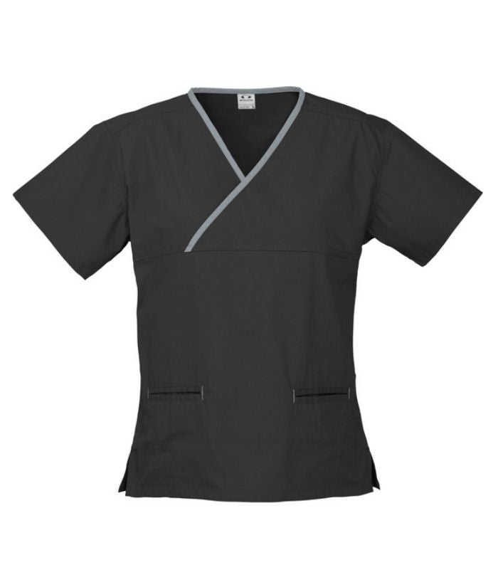 Womens Contrast Crossover Scrub Top - Uniforms and Workwear NZ - Ticketwearconz