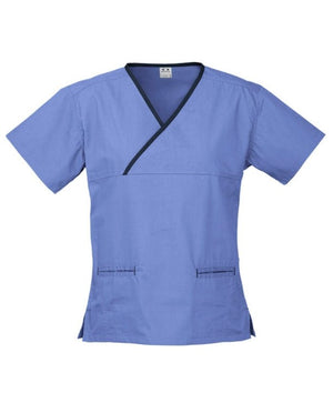 Womens Contrast Crossover Scrub Top - Uniforms and Workwear NZ - Ticketwearconz