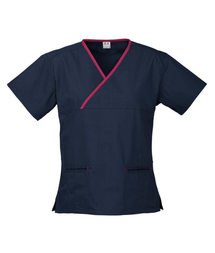 Womens Contrast Crossover Scrub Top - Uniforms and Workwear NZ - Ticketwearconz