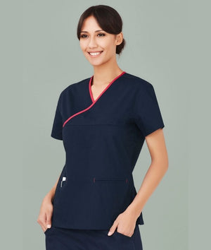 Womens Contrast Crossover Scrub Top - Uniforms and Workwear NZ - Ticketwearconz