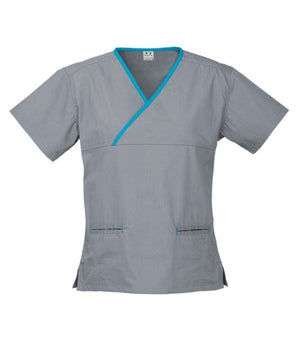 Womens Contrast Crossover Scrub Top - Uniforms and Workwear NZ - Ticketwearconz