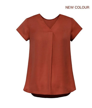 Womens Kayla V-neck Pleat Blouse - Uniforms and Workwear NZ - Ticketwearconz