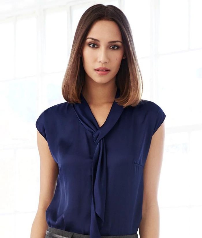 Seville Womens Sleeveless Layered Blouse