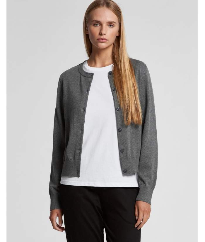 worn-steel-grey-as-colour-womens-knit-crew-neck-CARDIGAN-black-pants-white-tee4111