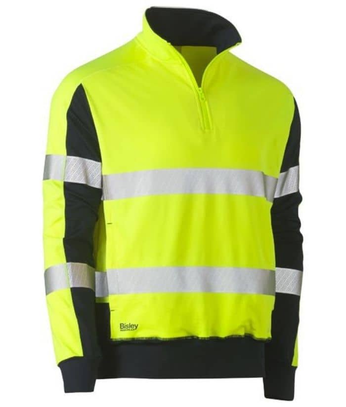 Taped Hi Vis Stretchy Fleece Zip Pullover - Uniforms and Workwear NZ - Ticketwearconz