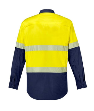 Mens Rugged Cooling Hi Vis Segmented Tape L/S Shirt - Uniforms and Workwear NZ - Ticketwearconz